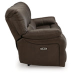 Leesworth Reclining Leather Power Sofa DARK BROWN