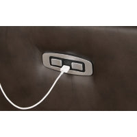 Leesworth Reclining Leather Power Sofa DARK BROWN