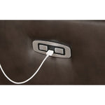 Leesworth Reclining Leather Power Sofa DARK BROWN