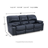 Leesworth Reclining Leather Power Sofa OCEAN