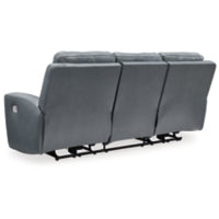 Mindanao PWR REC Leather Sofa with ADJ Headrest STEEL