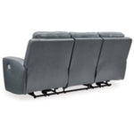 Mindanao PWR REC Leather Sofa with ADJ Headrest STEEL