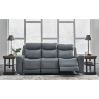 Mindanao PWR REC Leather Sofa with ADJ Headrest STEEL