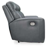 Mindanao PWR REC Leather Sofa with ADJ Headrest STEEL