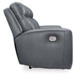 Mindanao PWR REC Leather Sofa with ADJ Headrest STEEL