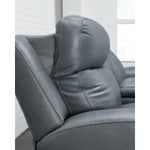 Mindanao PWR REC Leather Sofa with ADJ Headrest STEEL
