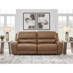 DeepWakes 2 Seat PWR REC. 100% Leather Sofa ADJ HDREST CARAMEL