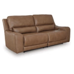 DeepWakes 2 Seat PWR REC. 100% Leather Sofa ADJ HDREST CARAMEL