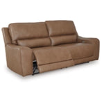 DeepWakes 2 Seat PWR REC. 100% Leather Sofa ADJ HDREST CARAMEL
