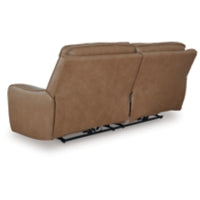 DeepWakes 2 Seat PWR REC. 100% Leather Sofa ADJ HDREST CARAMEL