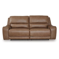 DeepWakes 2 Seat PWR REC. 100% Leather Sofa ADJ HDREST CARAMEL