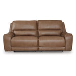 DeepWakes 2 Seat PWR REC. 100% Leather Sofa ADJ HDREST CARAMEL