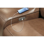 DeepWakes 2 Seat PWR REC. 100% Leather Sofa ADJ HDREST CARAMEL