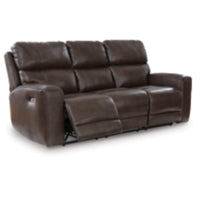 Crossplex PWR REC Leather Sofa with ADJ Headrest SMOKE