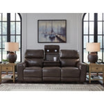 Crossplex PWR REC Leather Sofa with ADJ Headrest SMOKE