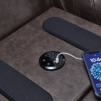 Crossplex PWR REC Leather Sofa with ADJ Headrest SMOKE