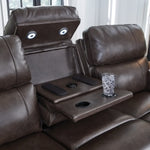 Crossplex PWR REC Leather Sofa with ADJ Headrest SMOKE