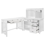 Blanche 4pc Corner Desk (Desk+Corner+Credenza+Hutch) WHITE