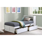 GalenTwin Bookcase Platform Bed with Storage Boxes WHITE