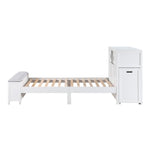 Sloane Twin Bookcase Platform Bed with Hidden Desk, Stool and Storage Bench