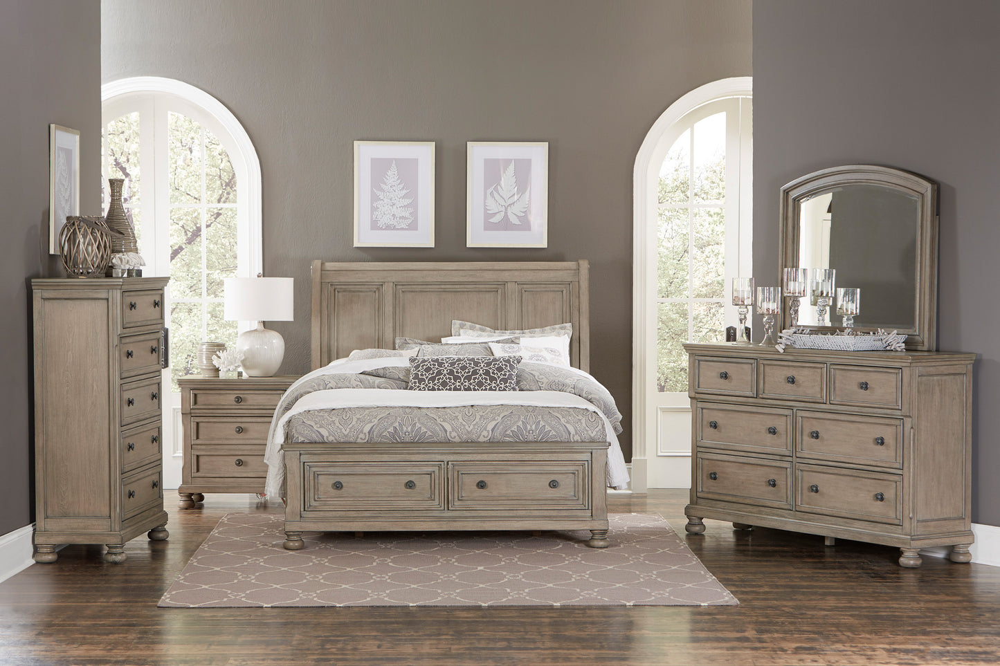 Bethel 5 Drawer Chest WIRE BRUSH GREY