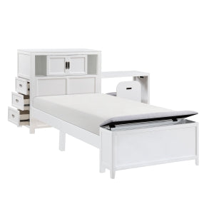 Sloane Twin Bookcase Platform Bed with Hidden Desk, Stool and Storage Bench