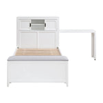 Sloane Twin Bookcase Platform Bed with Hidden Desk, Stool and Storage Bench