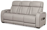 Boyington Dual Power Leather Reclining Sofa GREY LEATHER