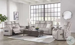 Boyington Dual Power Leather Reclining Loveseat with Console GREY LEATHER