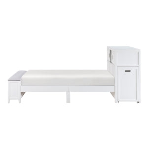Sloane Twin Bookcase Platform Bed with Hidden Desk, Stool and Storage Bench