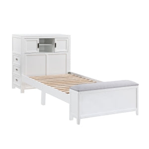 Sloane Twin Bookcase Platform Bed with Hidden Desk, Stool and Storage Bench